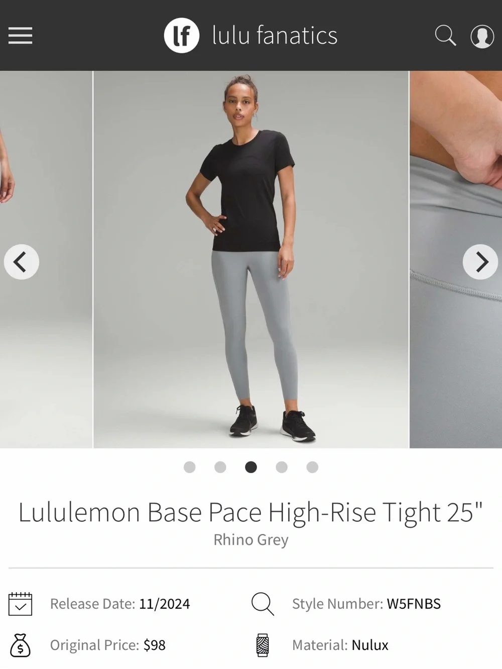 NWT Lululemon Base Pace High-Rise Tight Leggings 25